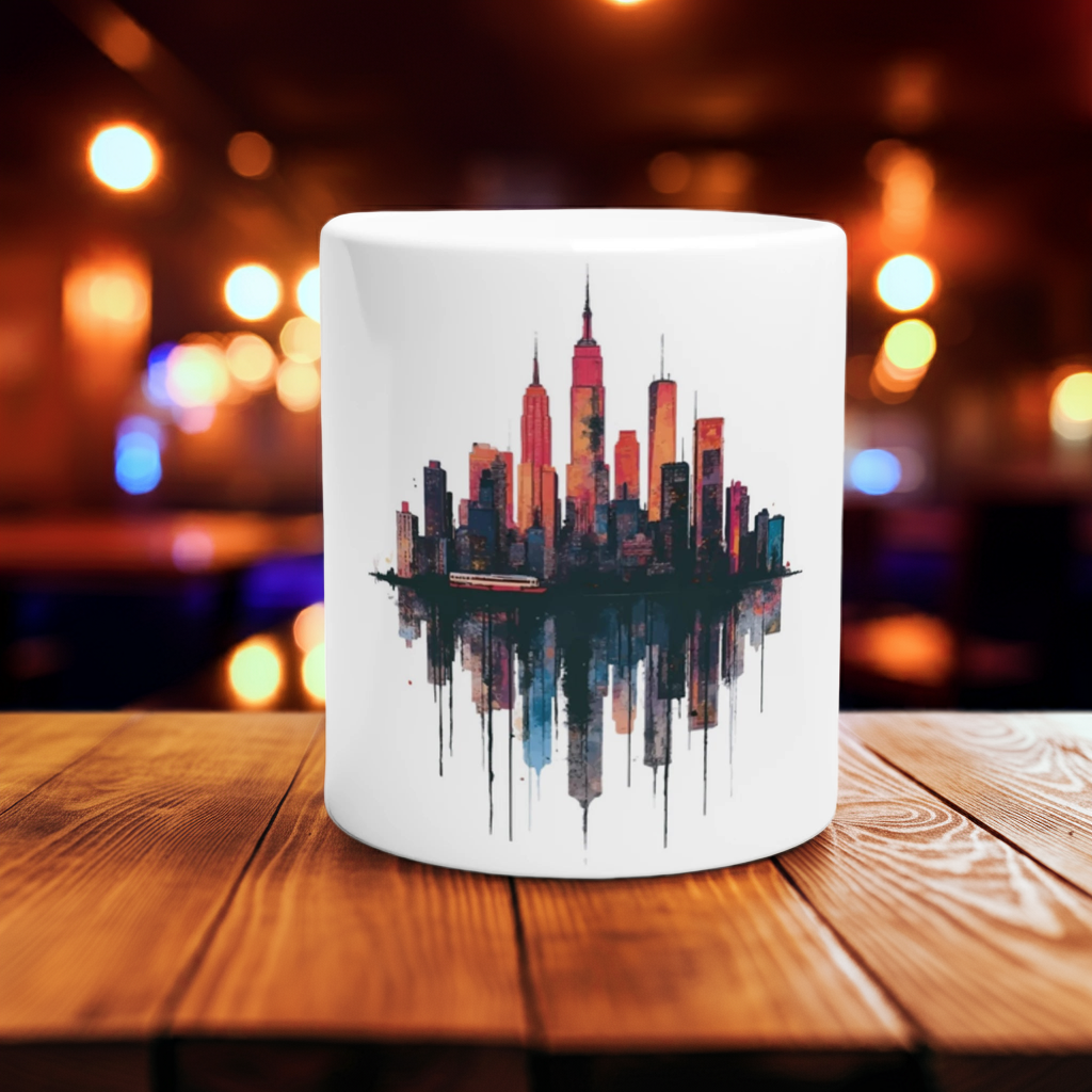 New York City skyline watercolor art  |  11oz Ceramic Mug